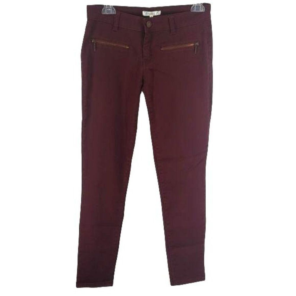 Love Fire Skinny Distressed Burgundy sz 5 Jeans zippered pockets skinny
